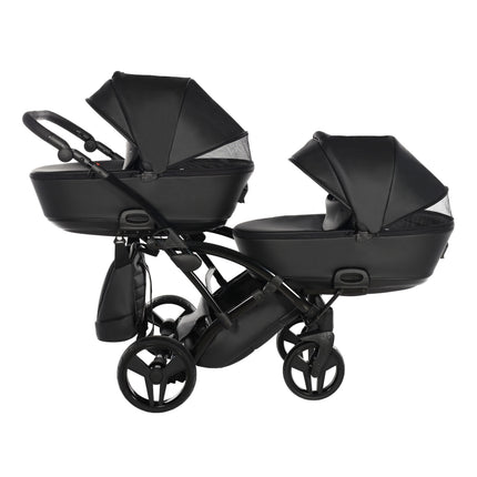 Junama Space Eco Leather Duo Slim dubbelvagn med säten på rad i färgen Svart