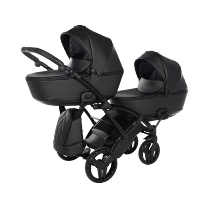 Junama Space Eco Leather Duo Slim dubbelvagn med säten på rad i färgen Svart