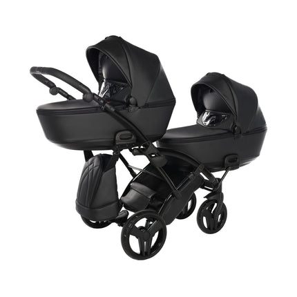 Junama Space Eco Leather Duo Slim dubbelvagn med säten på rad i färgen Svart
