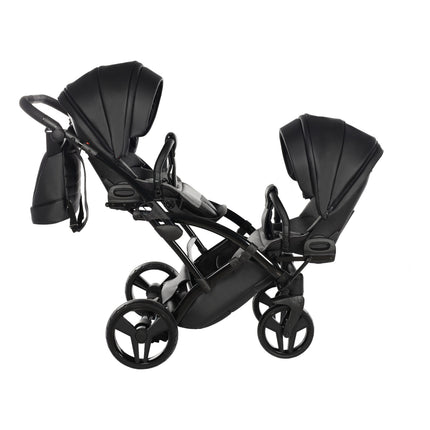Junama Space Eco Leather Duo Slim dubbelvagn med säten på rad i färgen Svart
