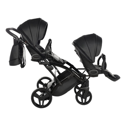 Junama Space Eco Leather Duo Slim dubbelvagn med säten på rad i färgen Svart