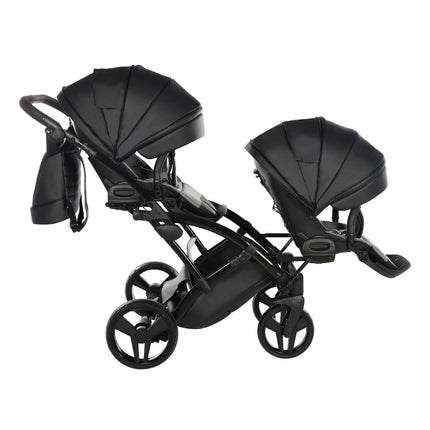Junama Space Eco Leather Duo Slim dubbelvagn med säten på rad i färgen Svart