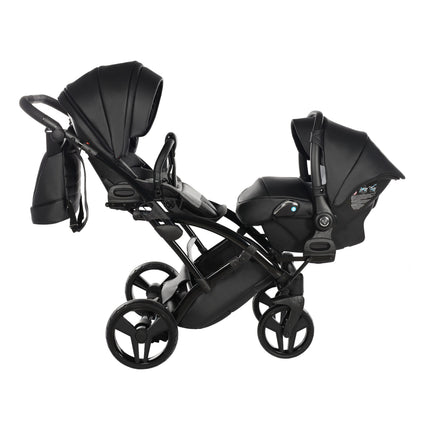 Junama Space Eco Leather Duo Slim dubbelvagn med säten på rad i färgen Svart