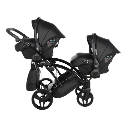 Junama Space Eco Leather Duo Slim dubbelvagn med säten på rad i färgen Svart