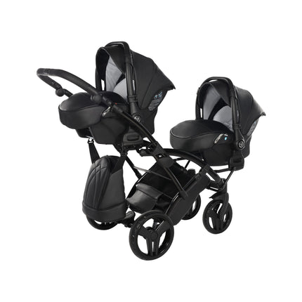 Junama Space Eco Leather Duo Slim dubbelvagn med säten på rad i färgen Svart