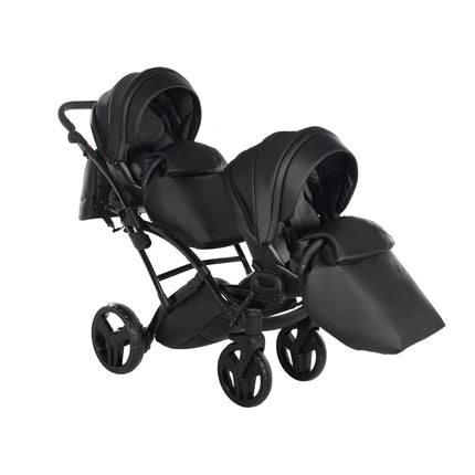 Junama Space Eco Leather Duo Slim dubbelvagn med säten på rad i färgen Svart