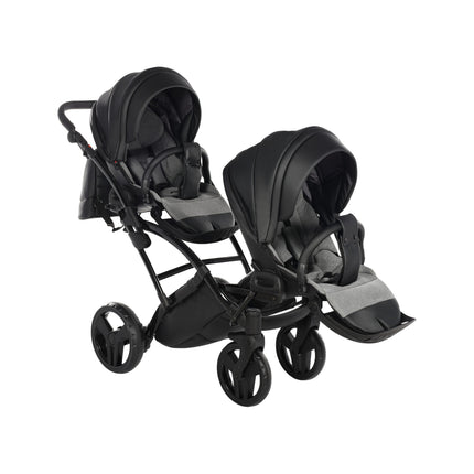 Junama Space Eco Leather Duo Slim dubbelvagn med säten på rad i färgen Svart