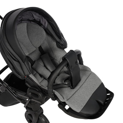 Junama Space Eco Leather Duo Slim dubbelvagn med säten på rad i färgen Svart