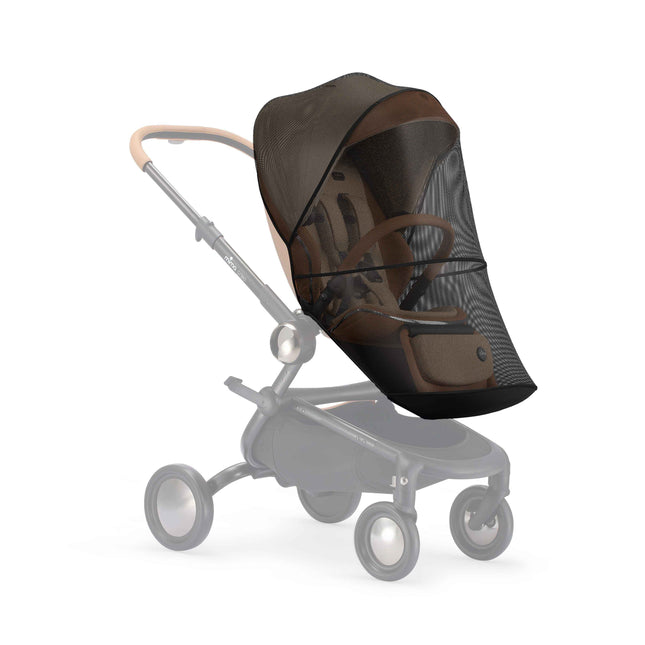 mima creo mosquito net stretched over the seat and canopy, shown at an angle with the chassis faded out