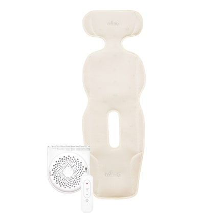 mima flo Donut Beige cooling seat pad shown with its fan and controller