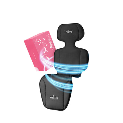mima flo Lollipop Black cooling seat pad next to its box