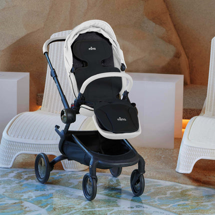 mima flo Lollipop Black cooling seat pad fitted on a mima creo stroller