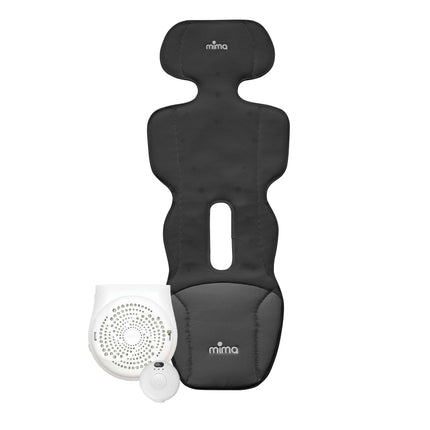 mima flo Lollipop Black cooling seat pad shown with its fan and controller