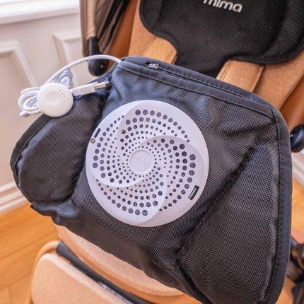 Close-up of the built-in fan on the mima flo Lollipop Black cooling seat pad