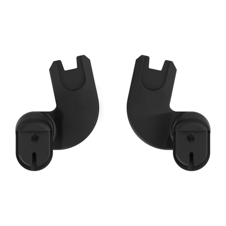 Pair of black mima xari max car seat adapters shown side by side on a white background