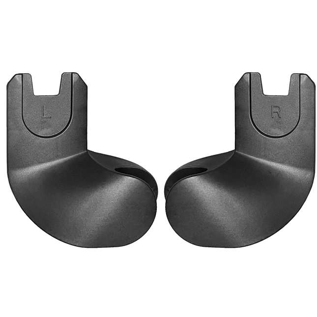 mima miro car seat adapter set seen from behind, showing the curved cradle arms in black