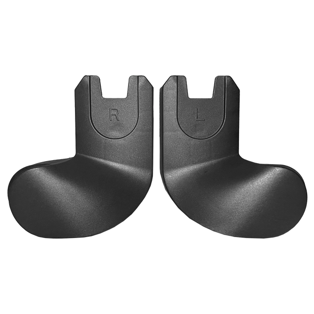 mima miro car seat adapter pair marked R and L, front faces with the chassis mounting slots