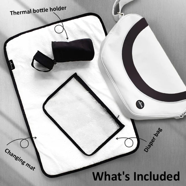 What is included with the mima Trendy Changing Bag: changing mat, thermal bottle holder and pouch