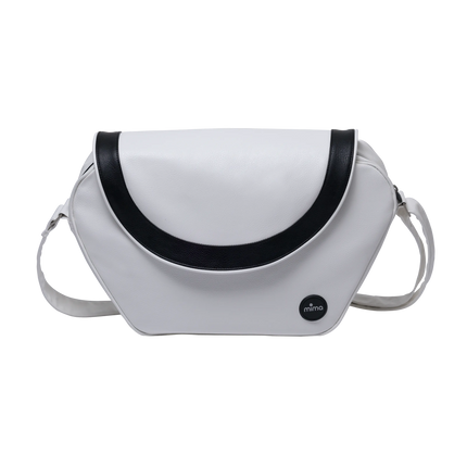 mima Sac à changement tendance en blanc avec garniture noire sur le rabat courbé et une longue bandoulière