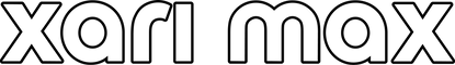 mima xari max wordmark logo in a black outline typeface on a white background